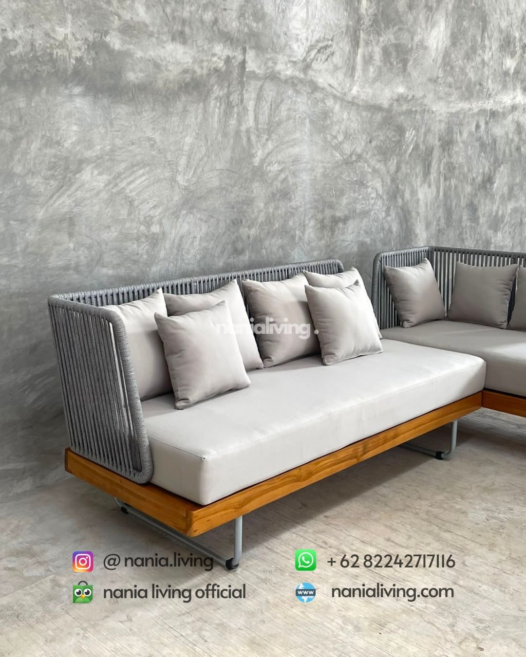 Teak Rope Strapping Corner Sofa (3)