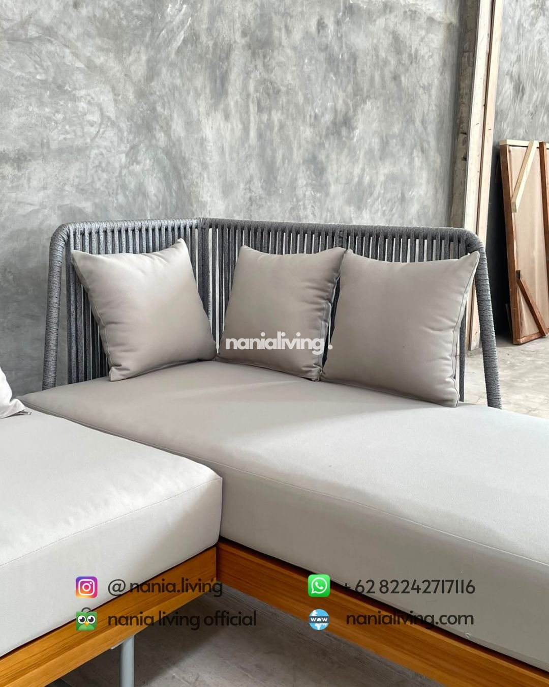 Teak Rope Strapping Corner Sofa (4)