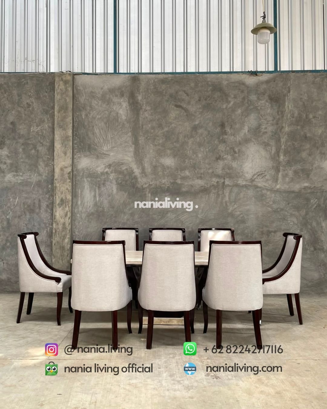 luxury marble dining table with 8 spiral-leg chairs (4)