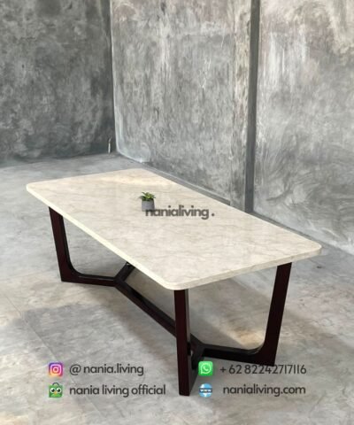 Marble Dining Table With A Teak Frame Only