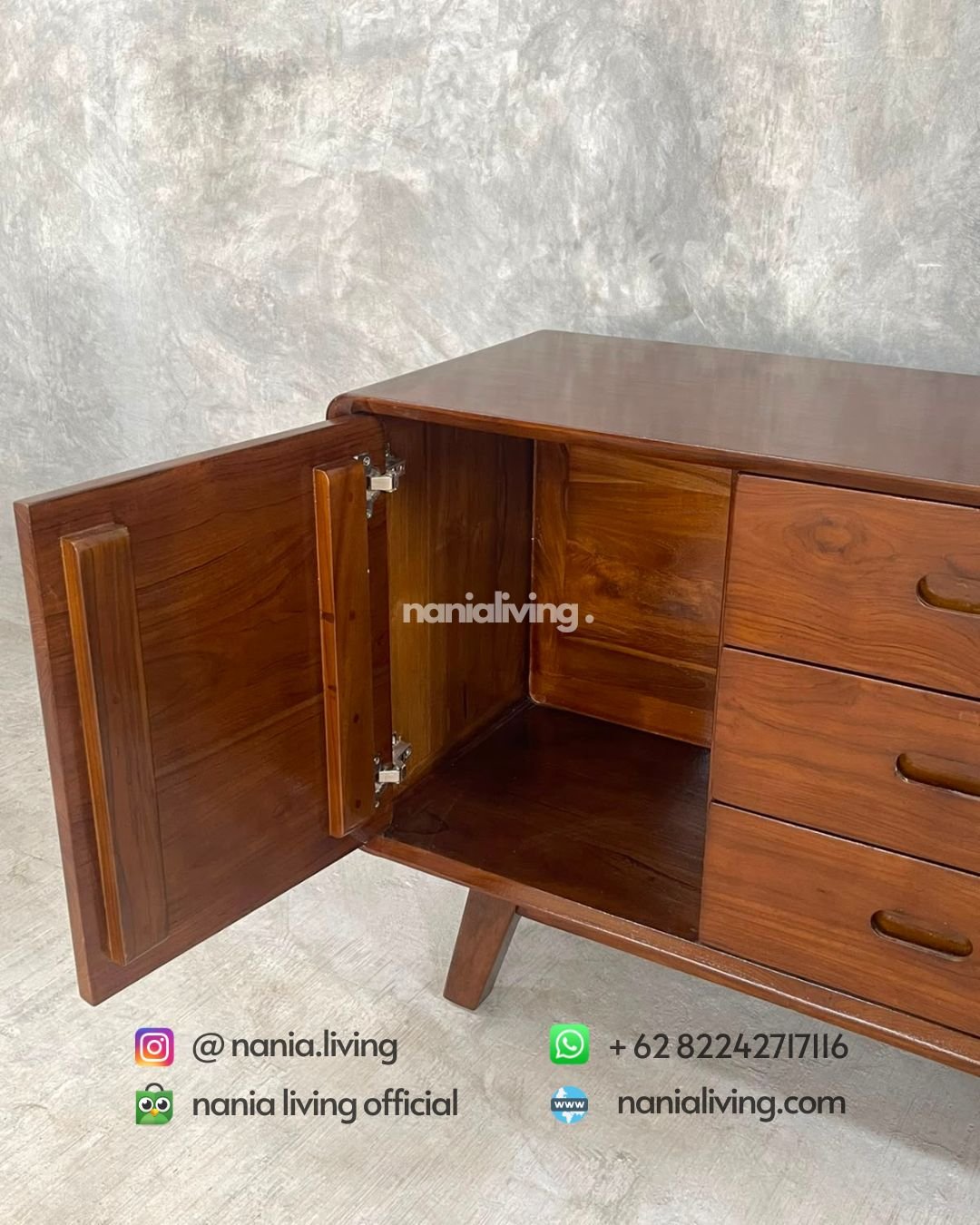 minimalist retro TV cabinet in light walnut (3)