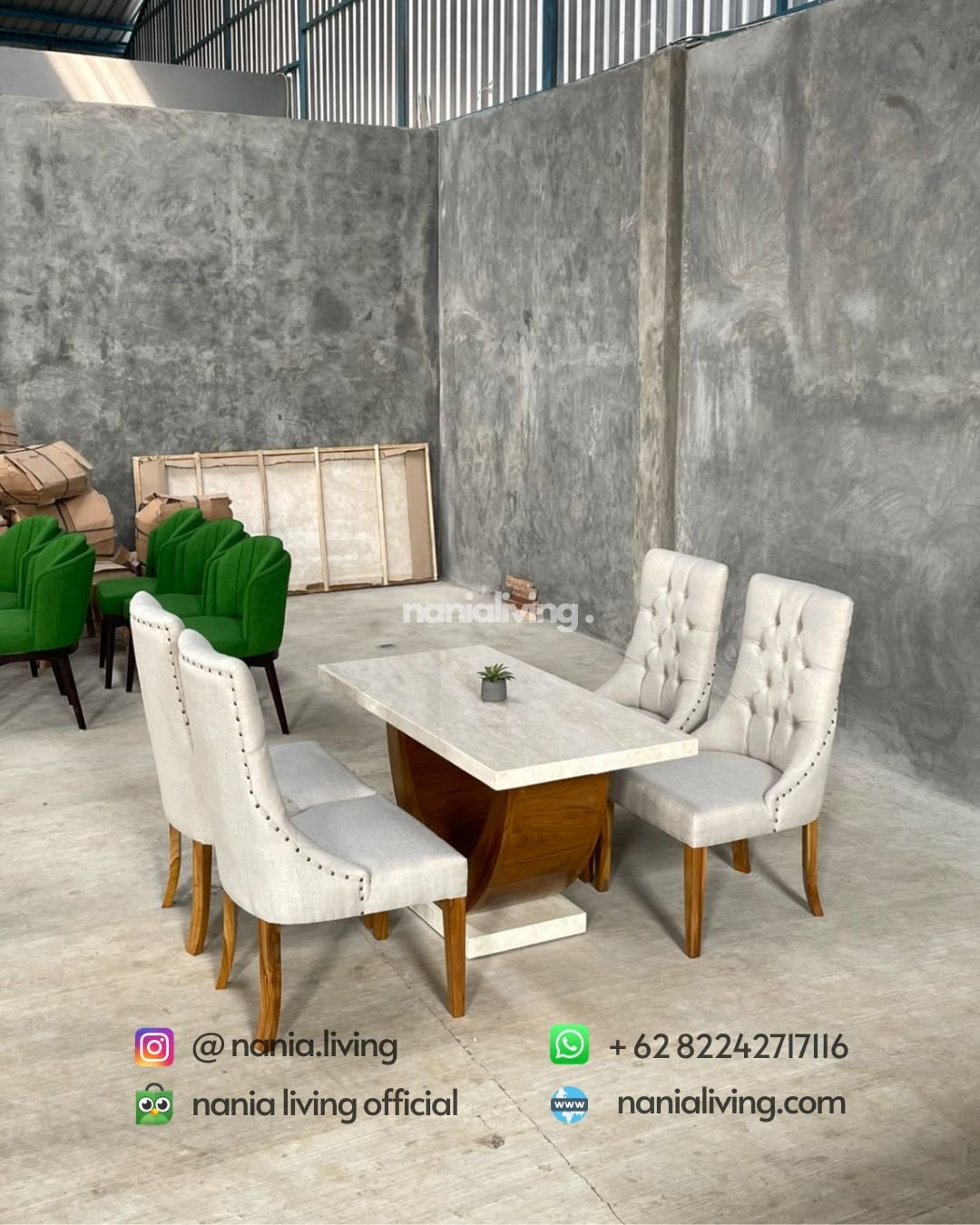 small marble dining table set with 4 dining chairs (1)