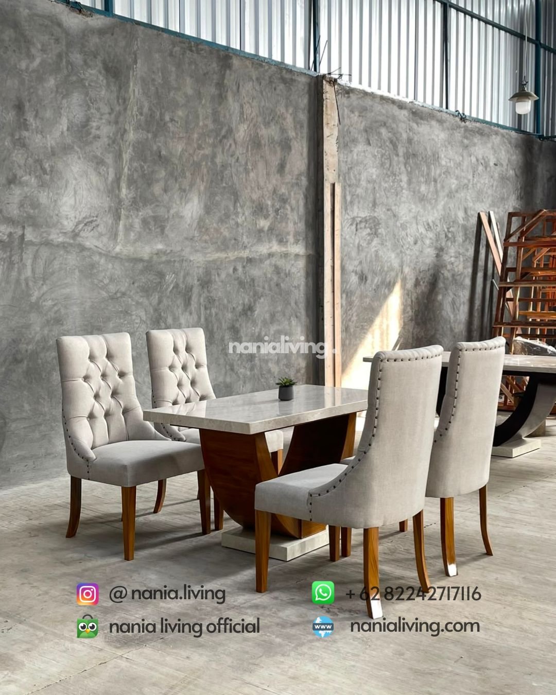 small marble dining table set with 4 dining chairs (3)