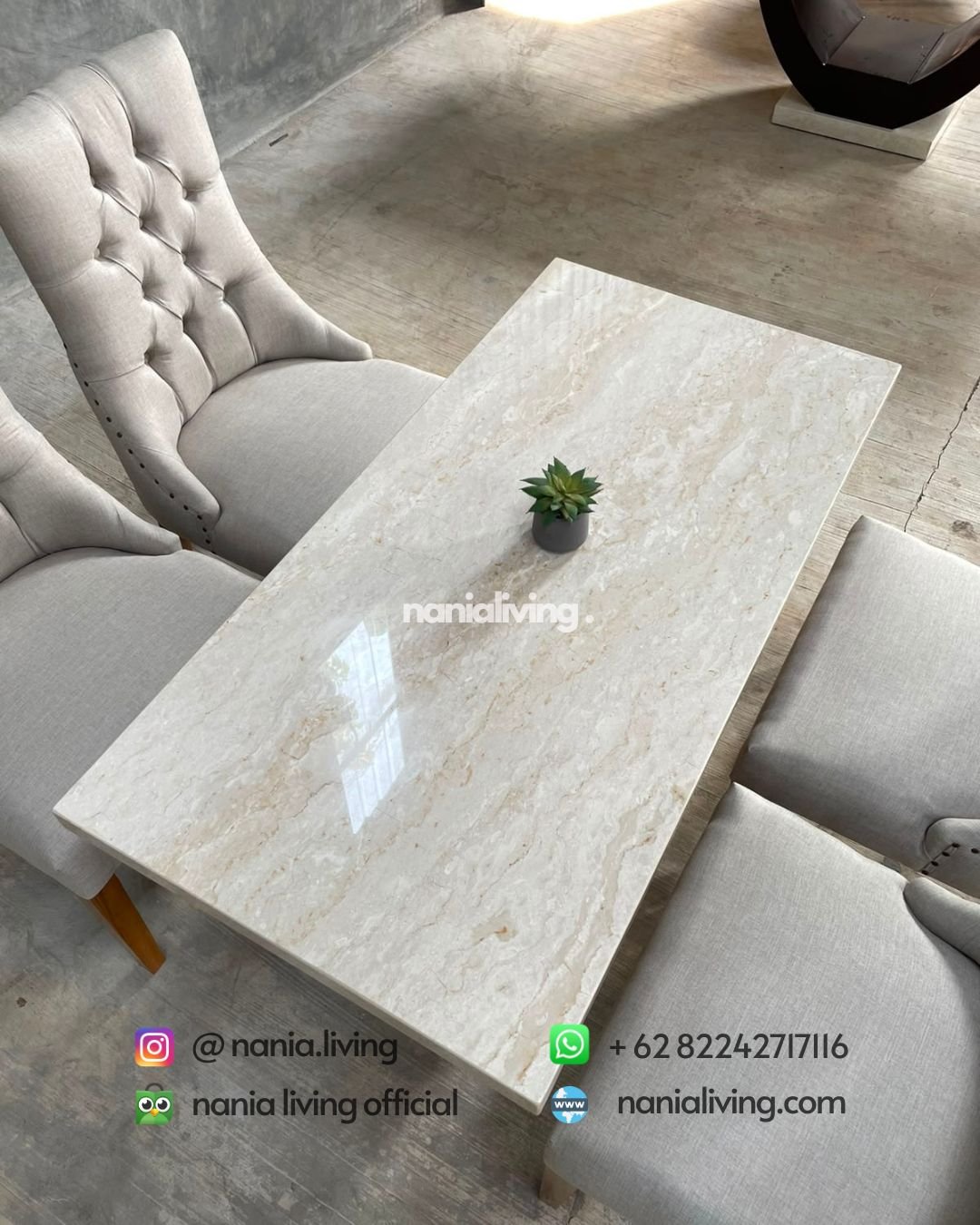 small marble dining table set with 4 dining chairs (4)