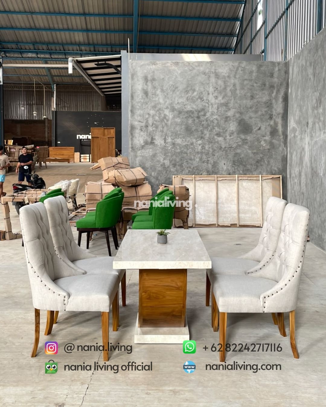 small marble dining table set with 4 dining chairs (5)