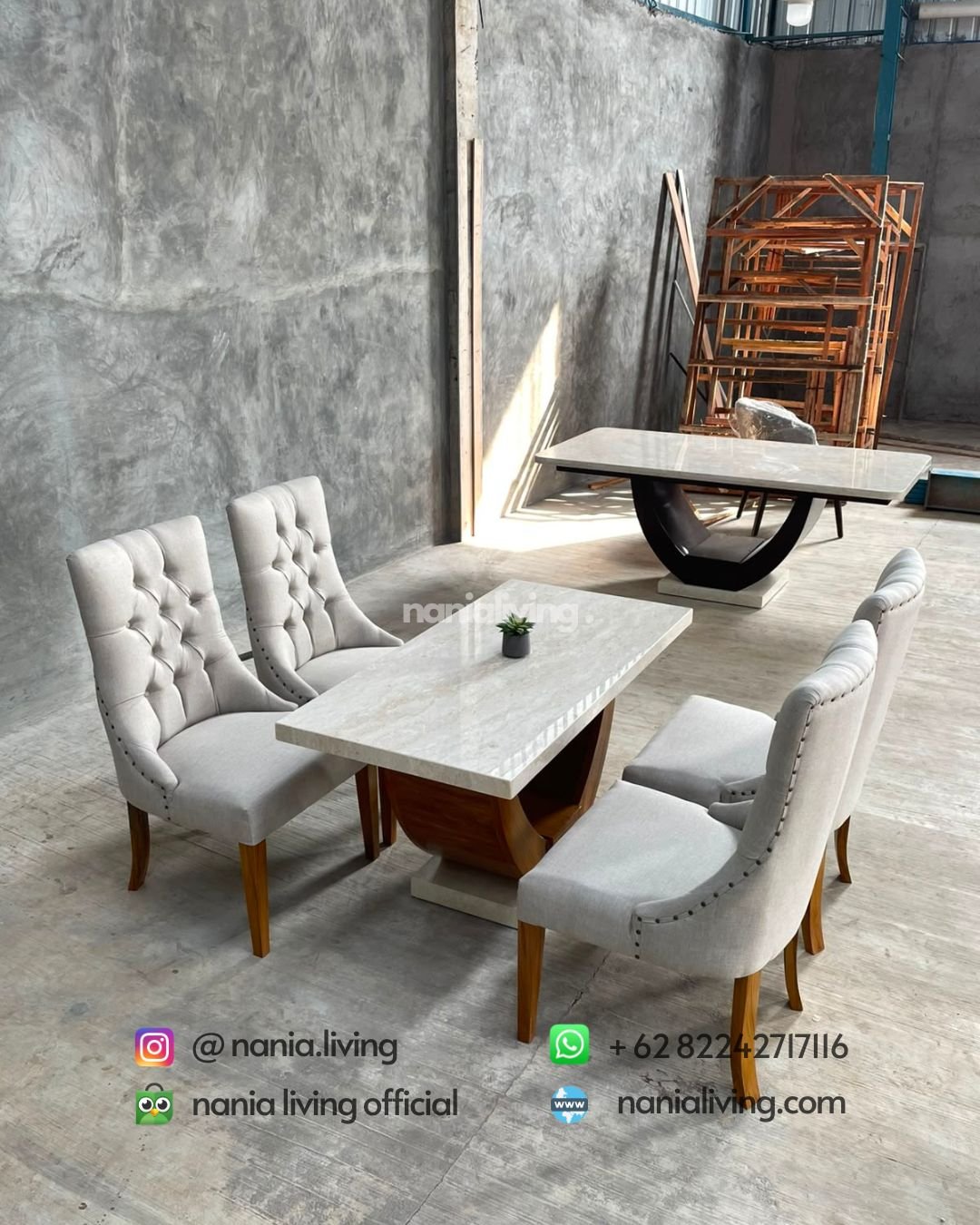 small marble dining table set with 4 dining chairs (6)