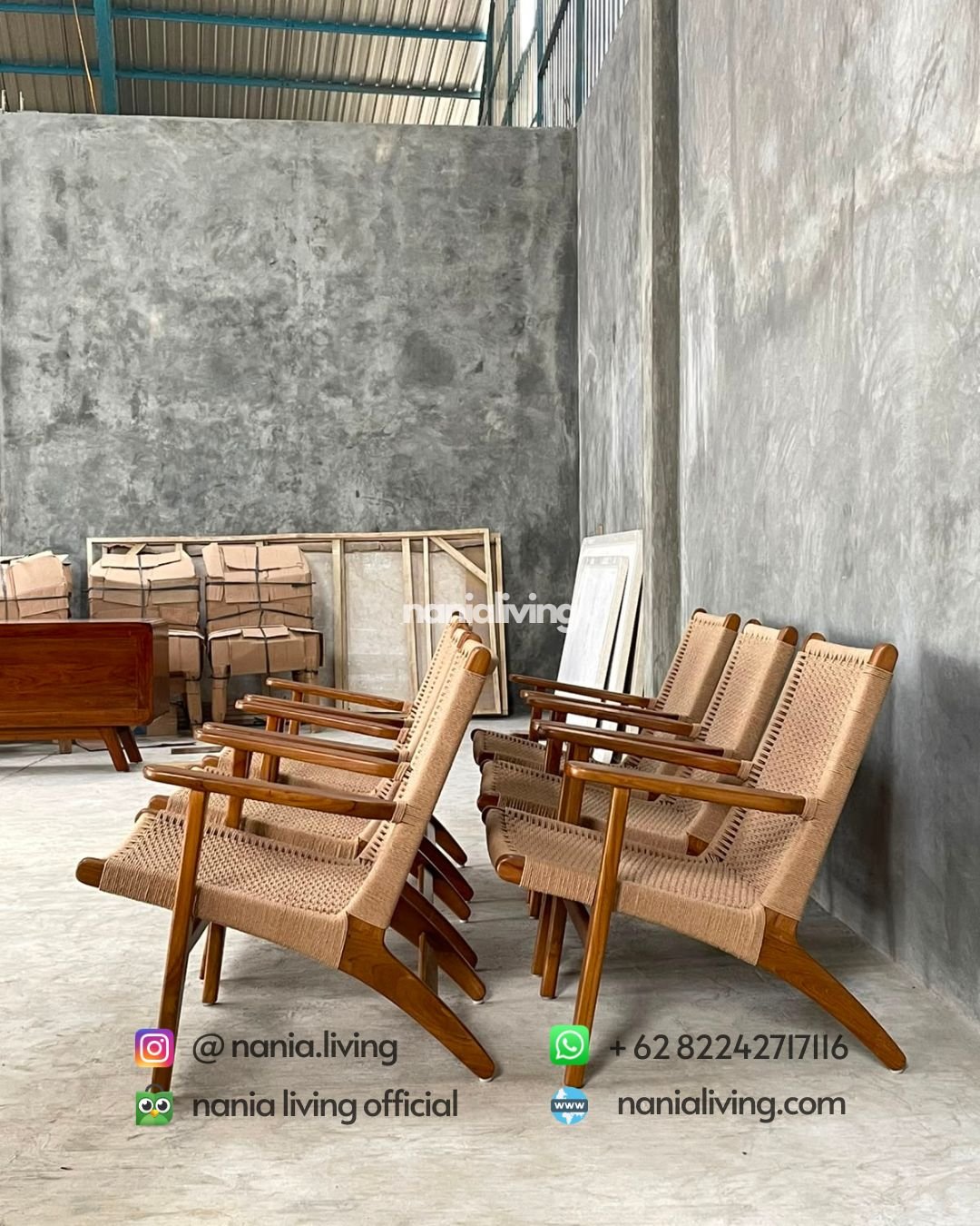 teak rattan lounge chair with rope strappingClick to apply (4)