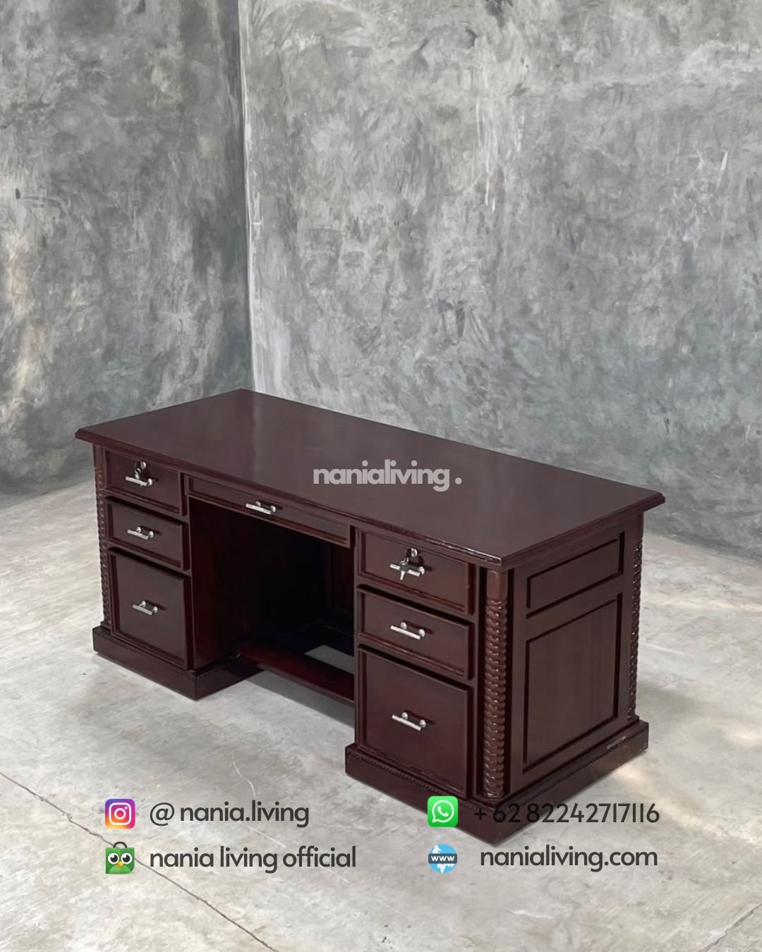 Classic Teak Director’s Desk (1)