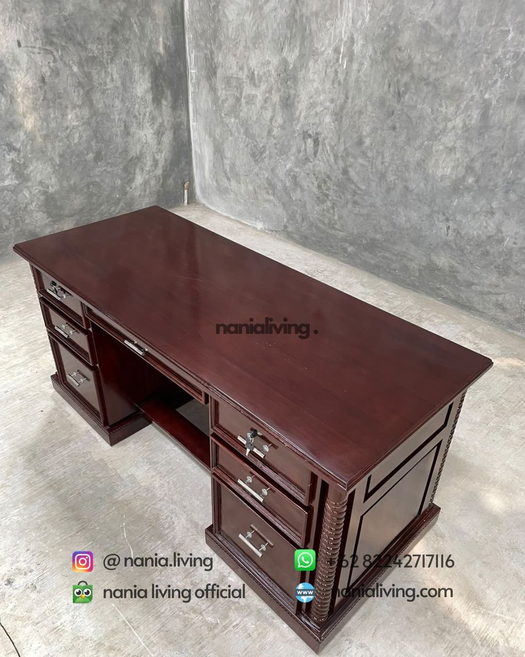 Classic Teak Director’s Desk (2)