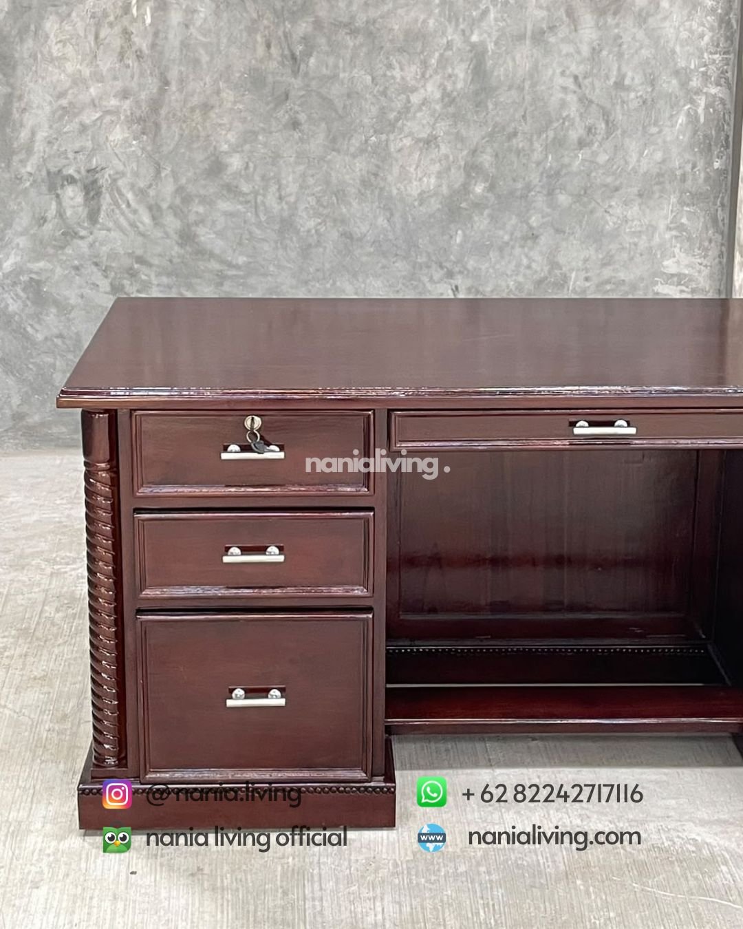Classic Teak Director’s Desk (3)