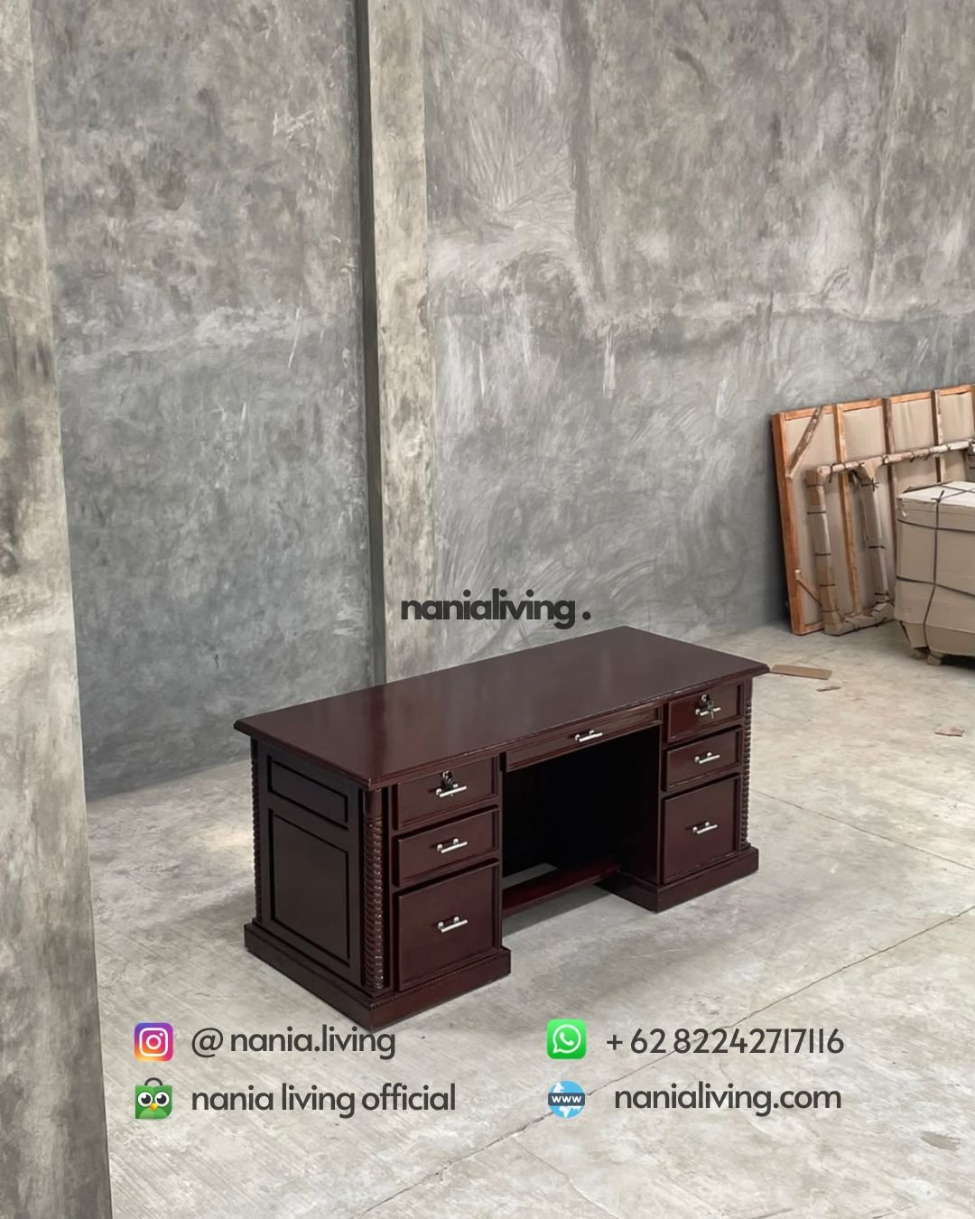 Classic Teak Director’s Desk (4)