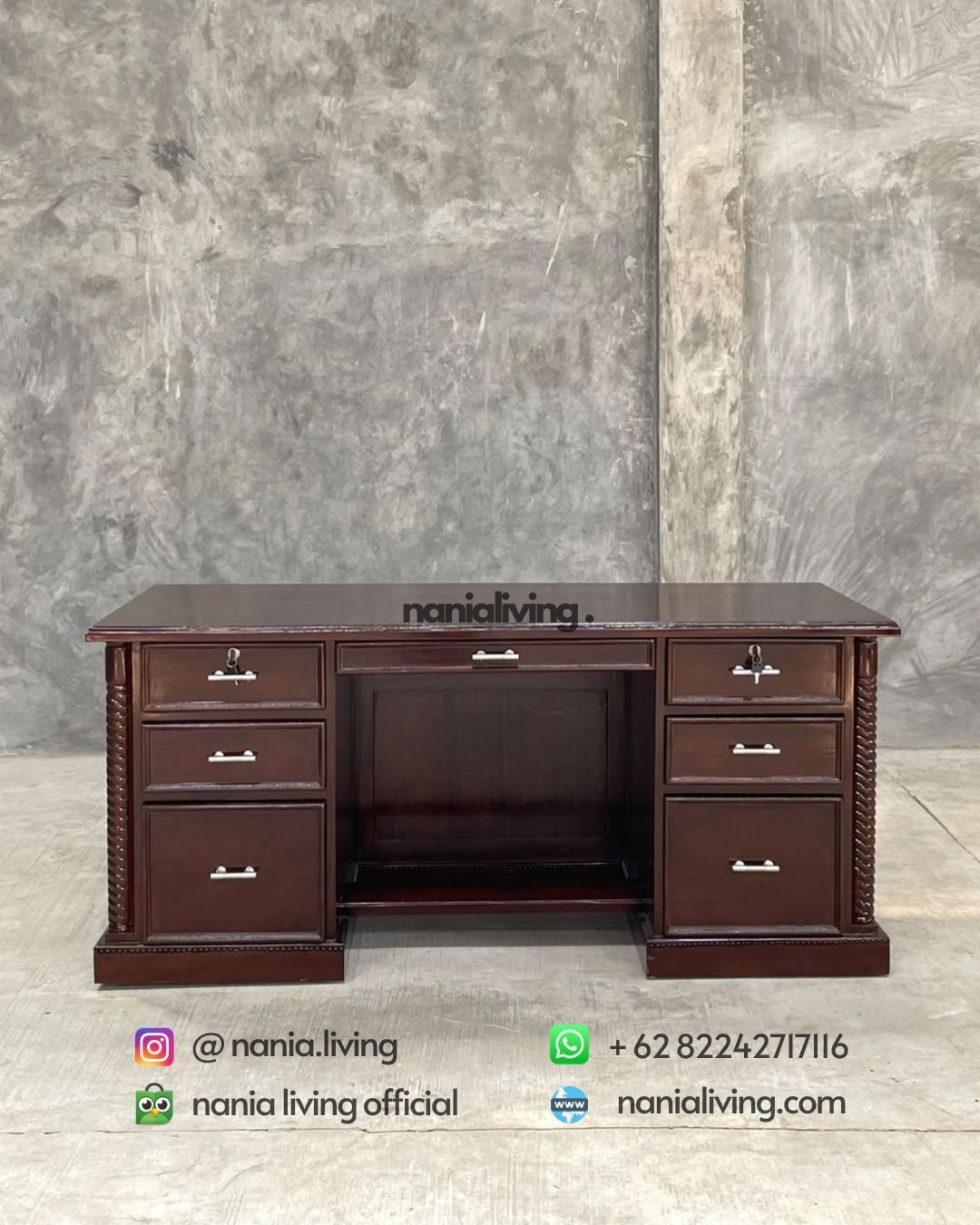 Classic Teak Director’s Desk (5)