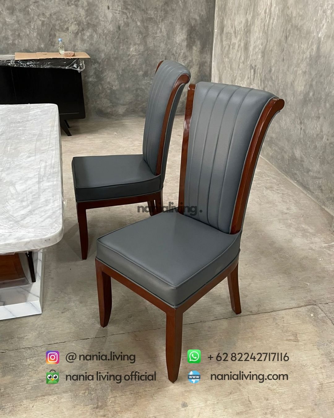 Minimalist Marble Dining Table With 4 Chairs Dark Grey (2)