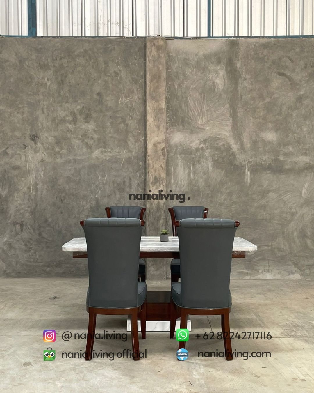 Minimalist Marble Dining Table With 4 Chairs Dark Grey (5)