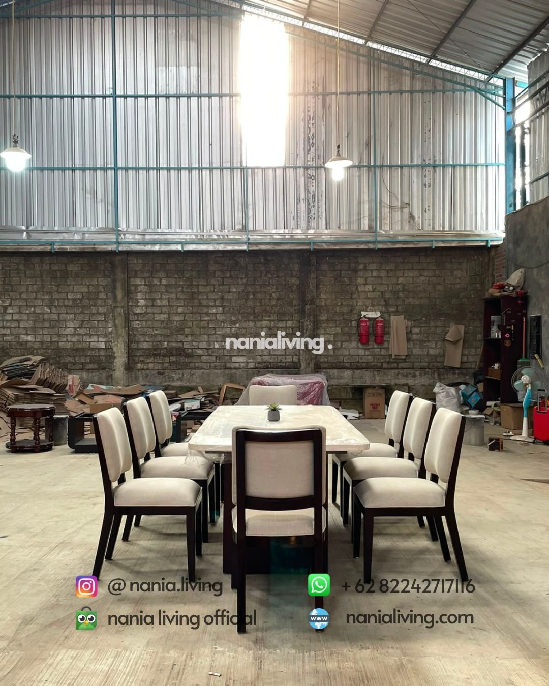 Modern Café-style Teak And Marble Dining Table With 8 Chairs (4)