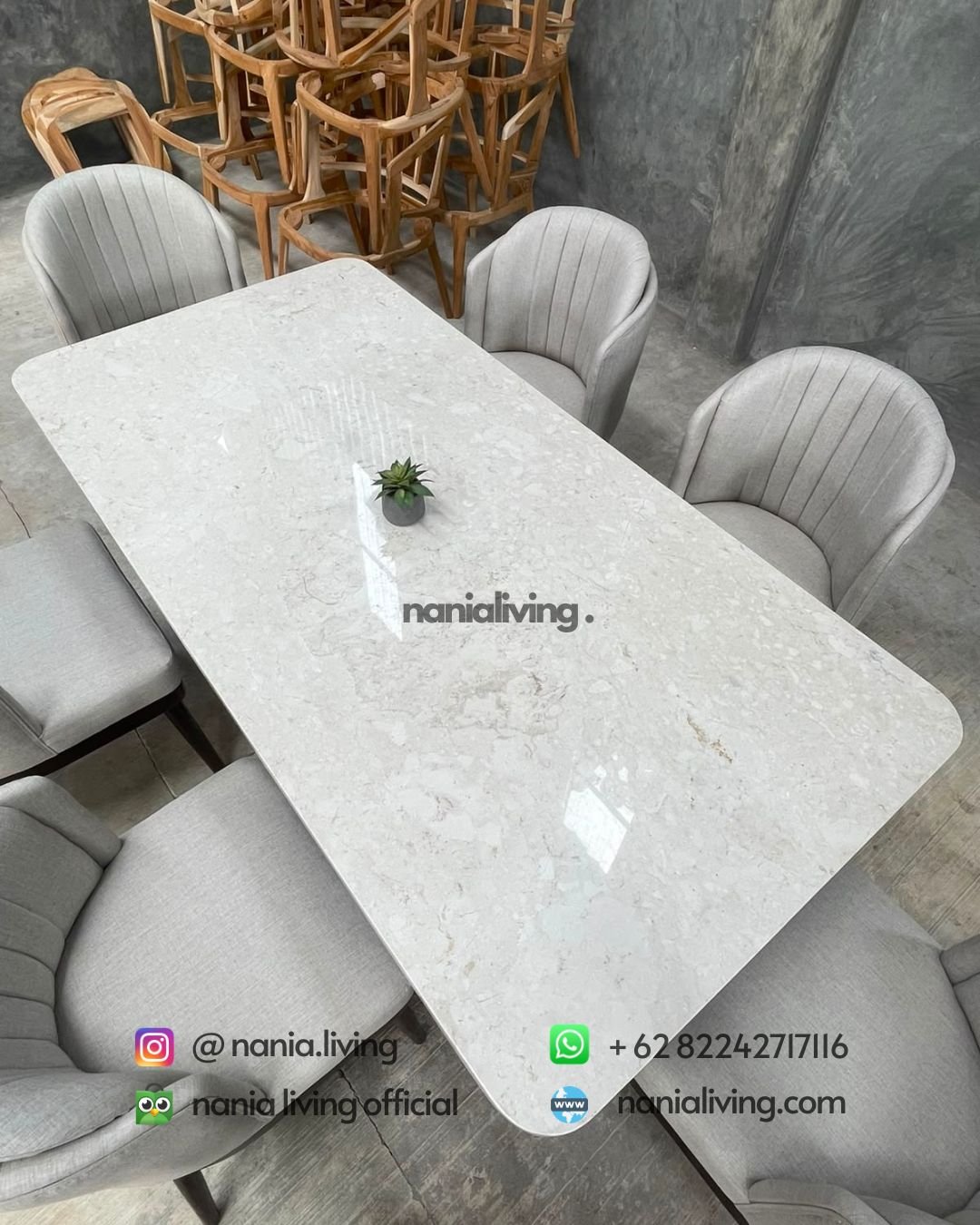 Saint Helena Marble Dining Table With 6 Modern Dining Chairs (2)