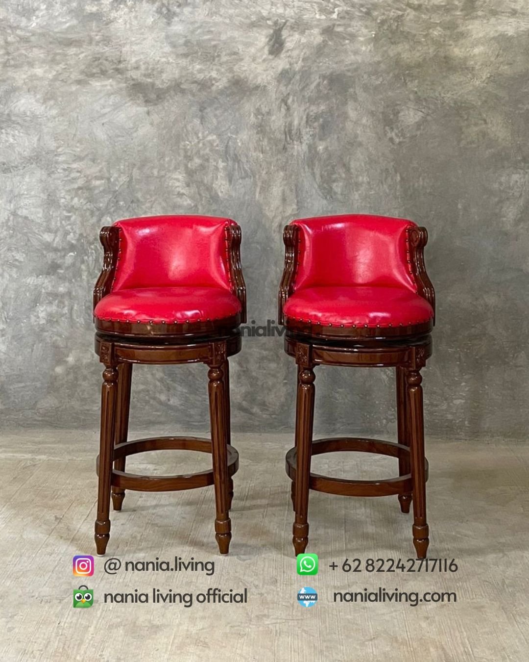 Swivel Teak Bar Stools (6)