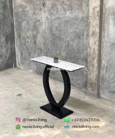 Teak Console Table With A Marble Top