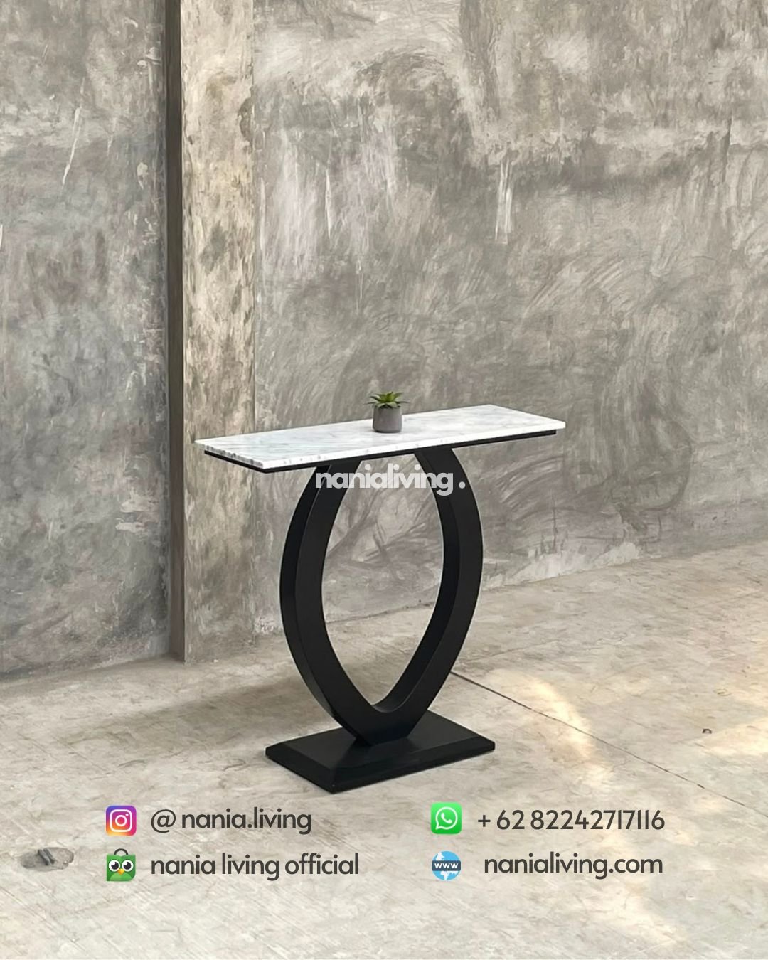 Teak Console Table With A Marble Top (4)