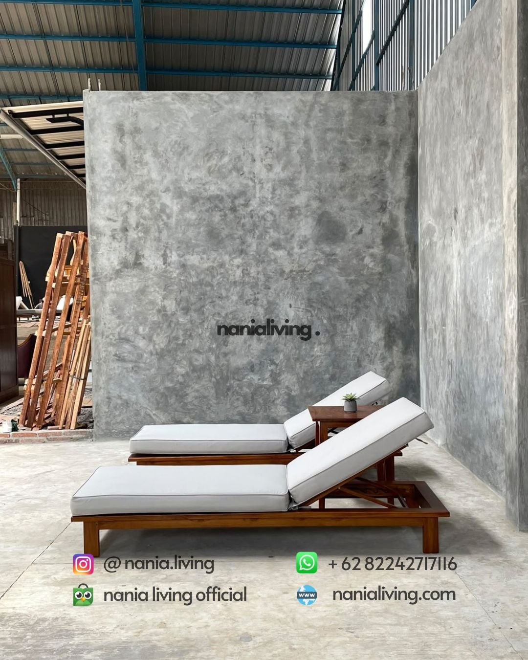 Minimalist Double Lounger Set With Table (4)