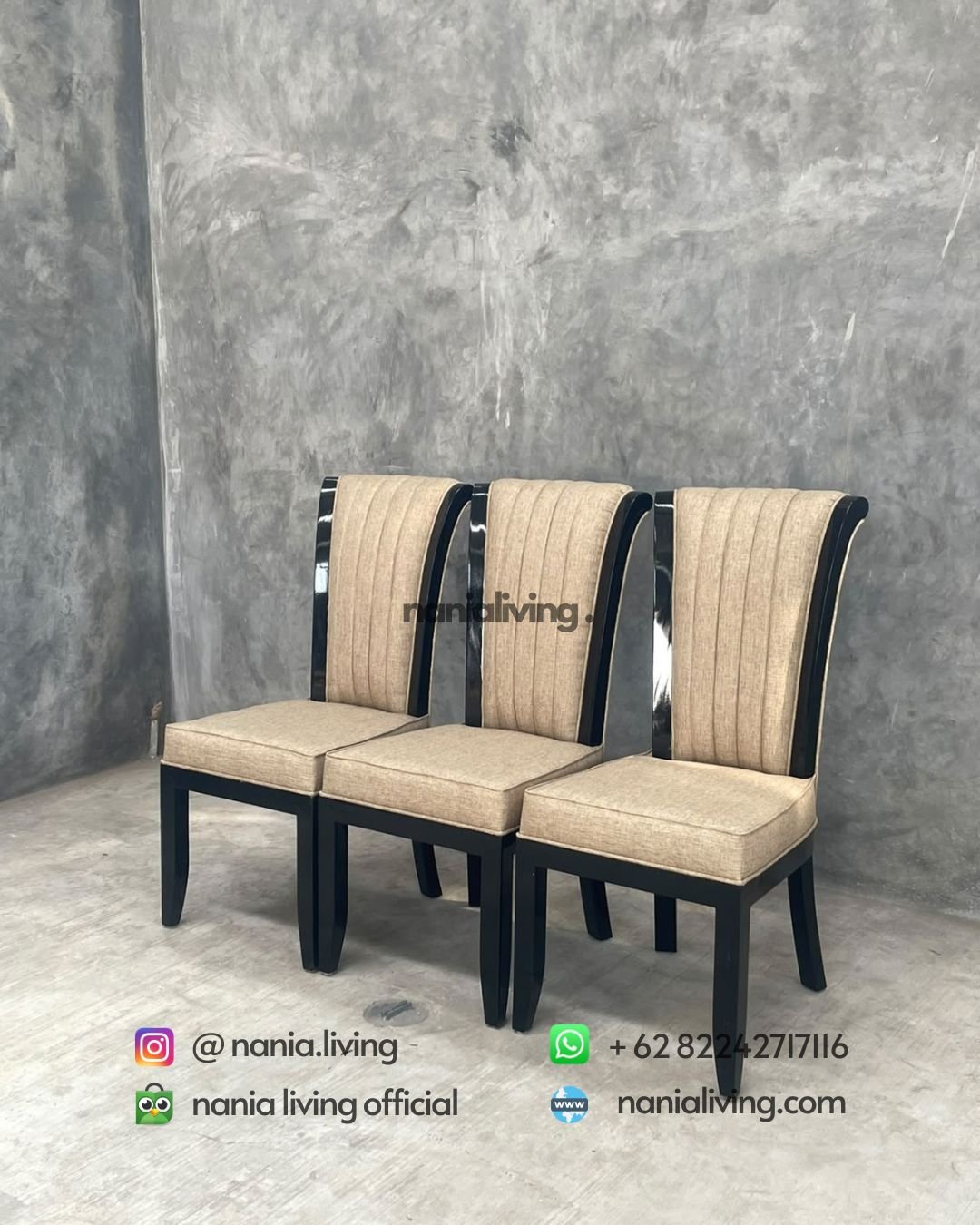 Minimalist Striped Fabric Dining Chair (1)