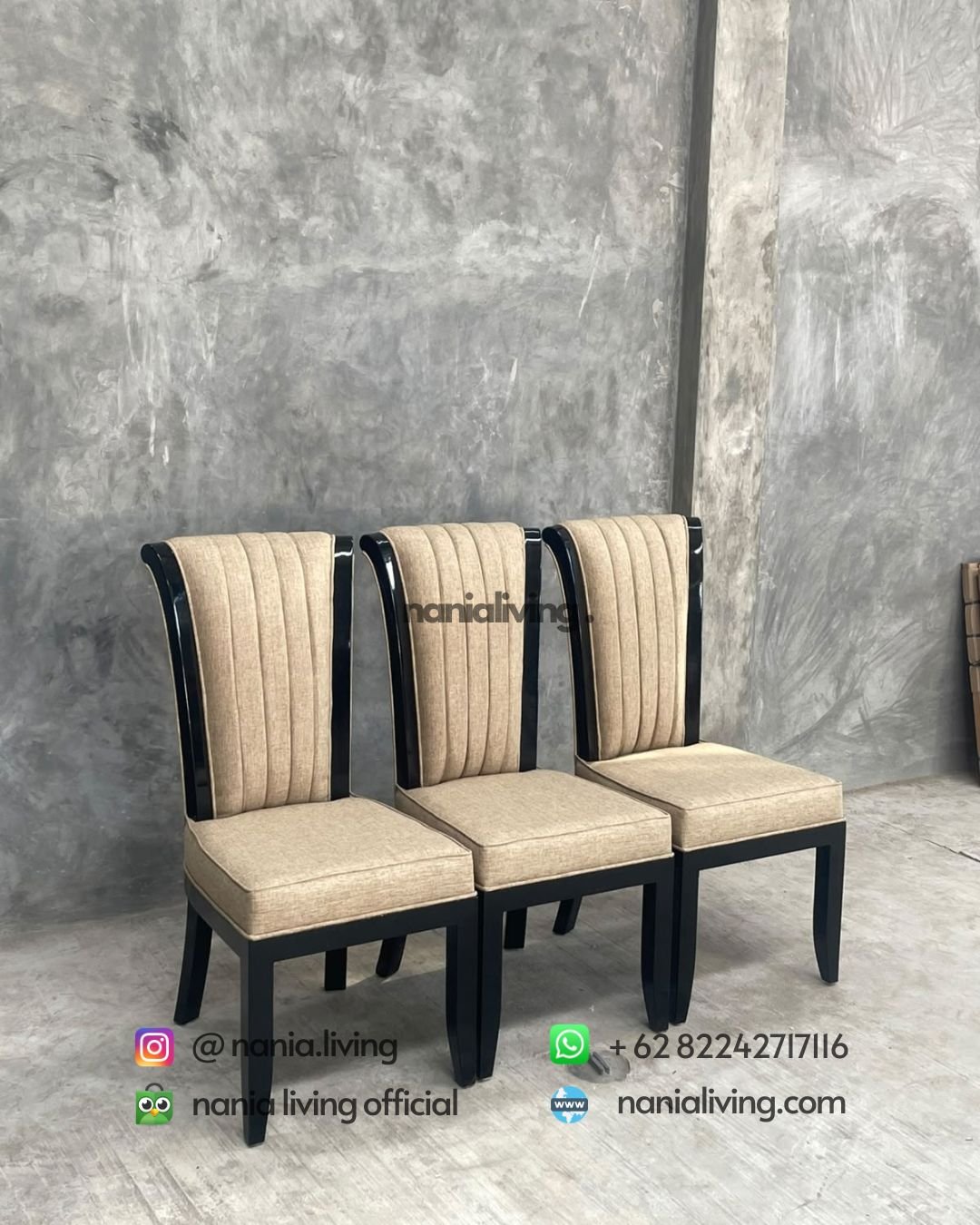Minimalist Striped Fabric Dining Chair (2)