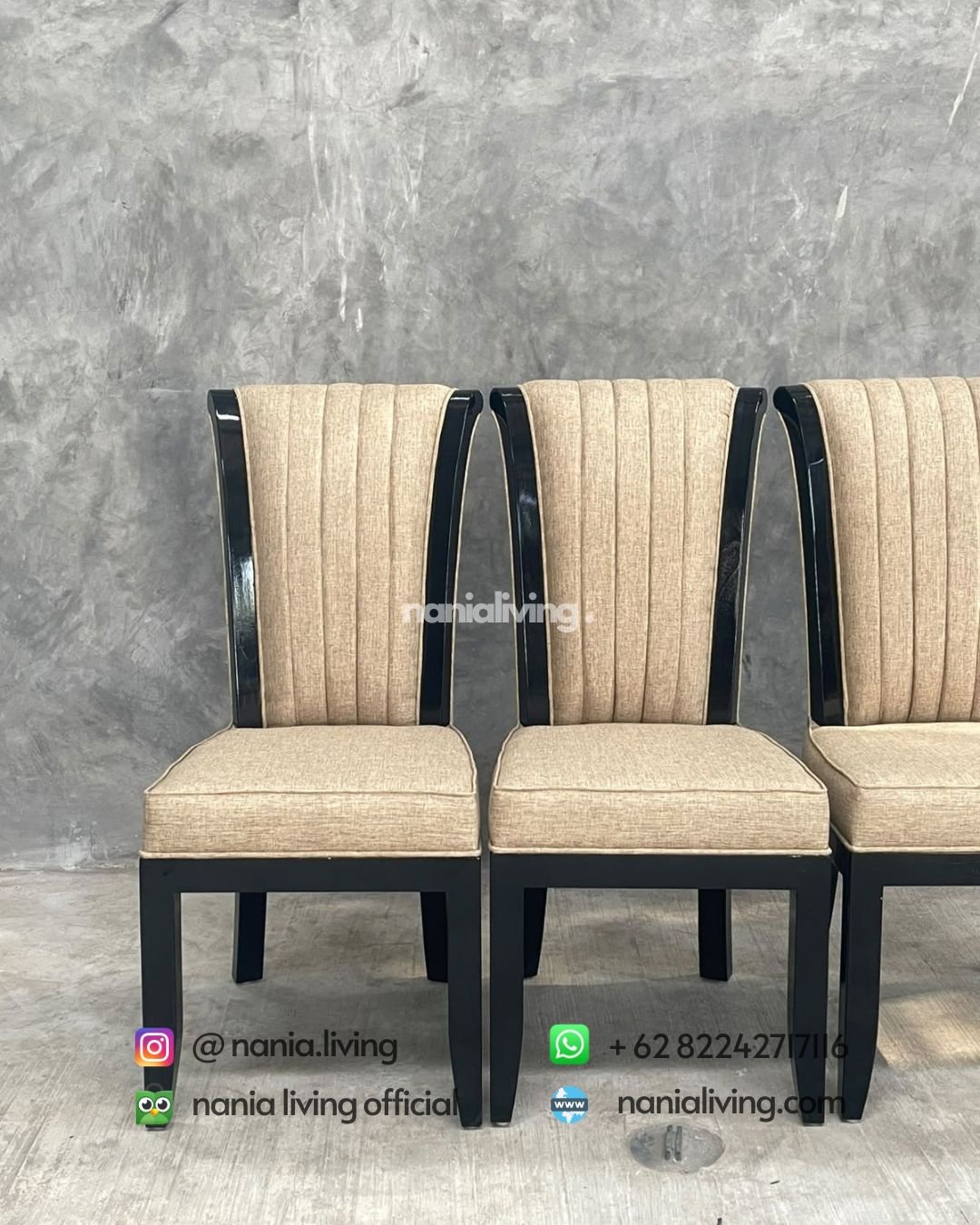 Minimalist Striped Fabric Dining Chair (3)