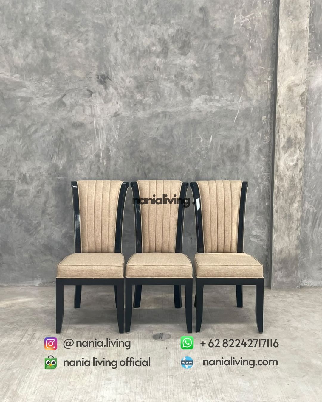 Minimalist Striped Fabric Dining Chair (4)