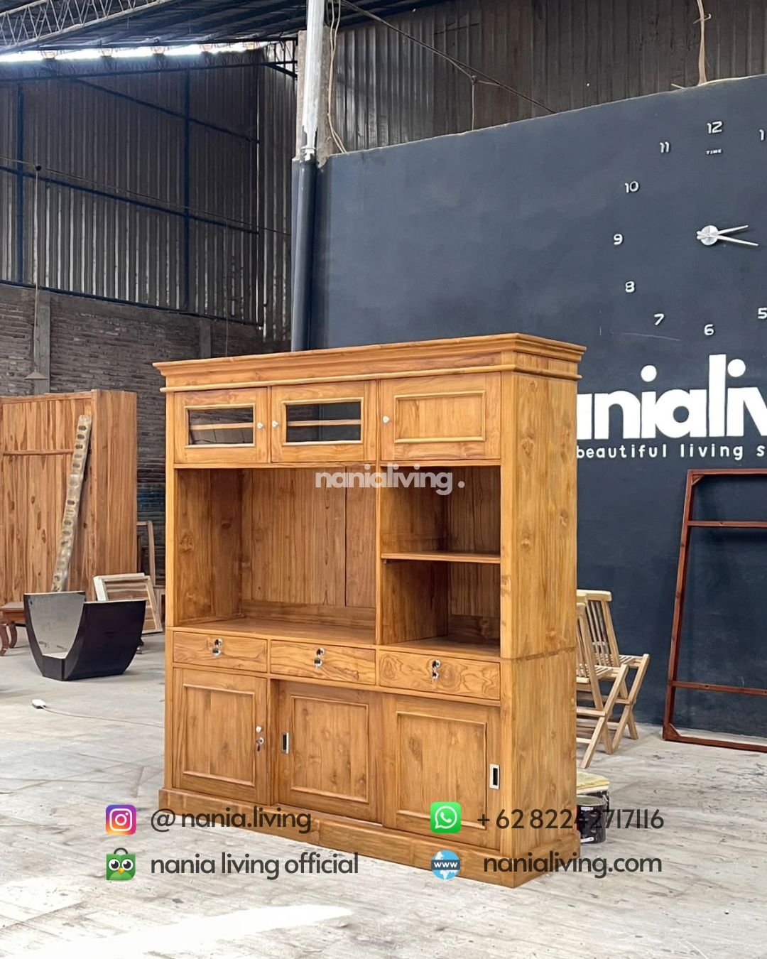 Minimalist Teak Tv Sideboard With Sliding Doors