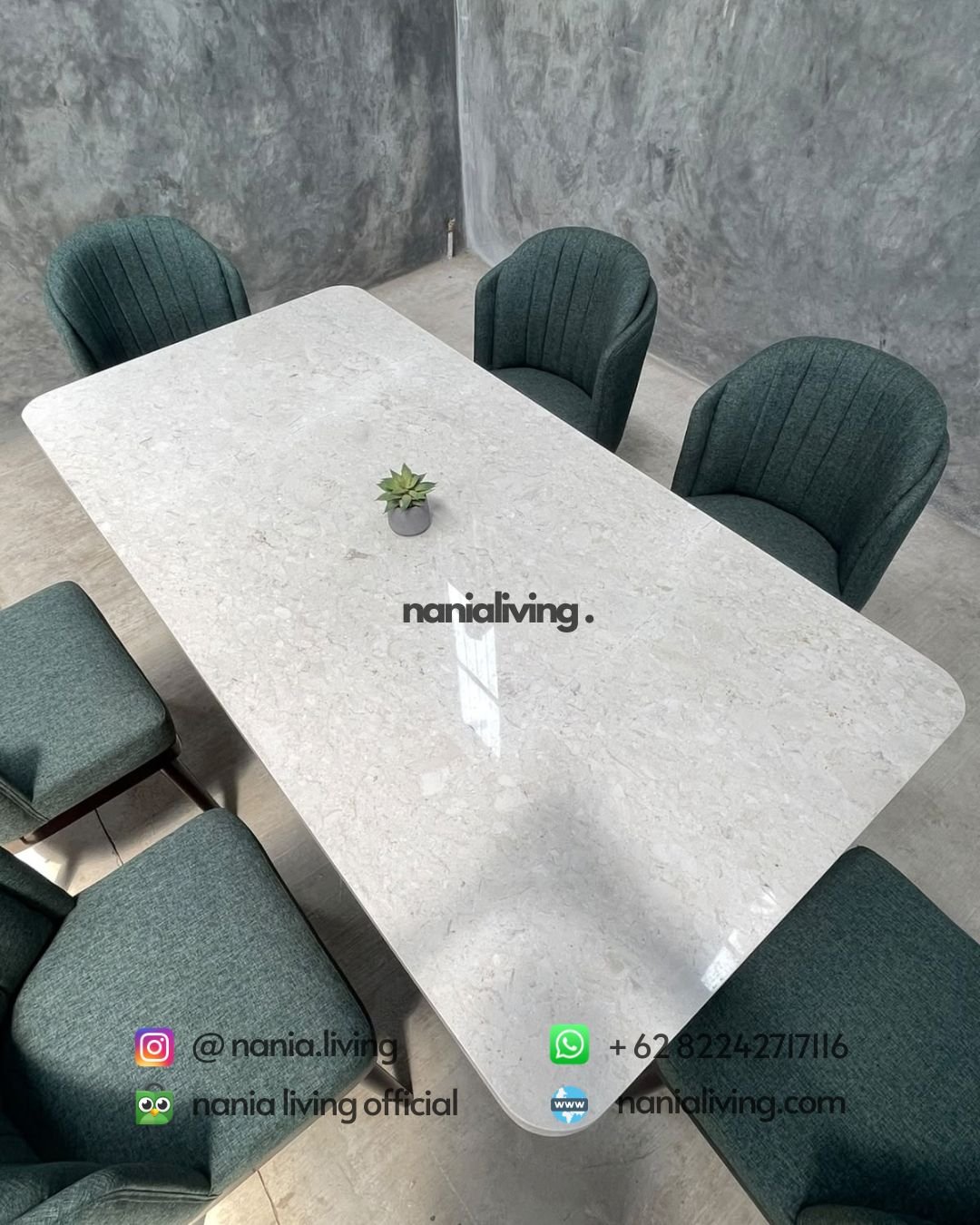Modern Marble Dining Table Set With Slatted Legs And 6 Chairs (3)