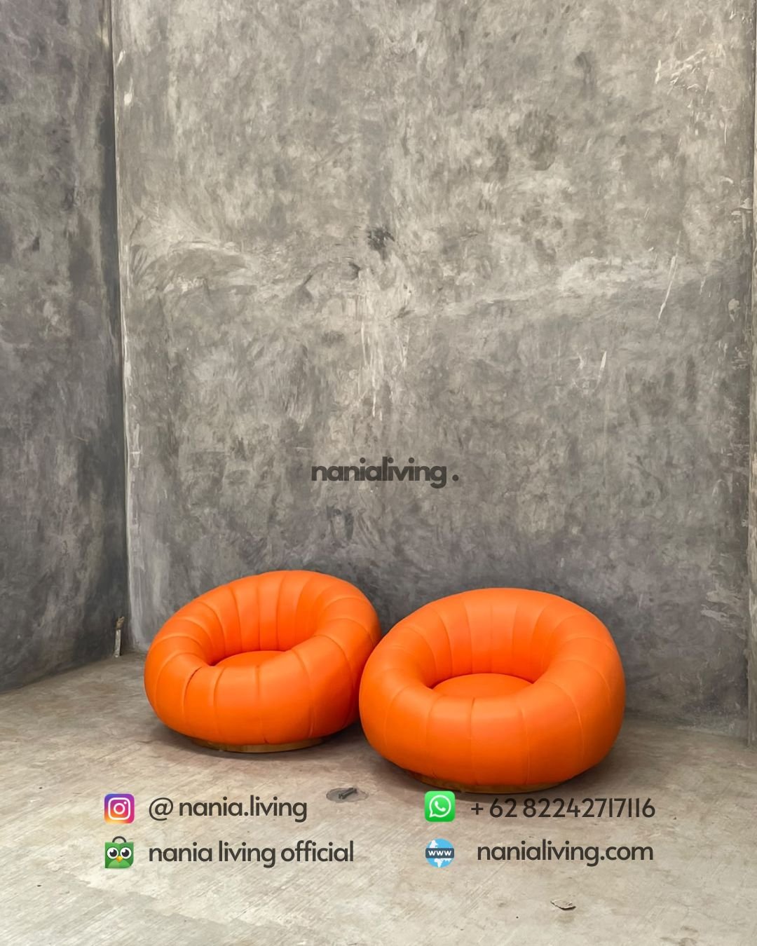 Single-seater Sofa With An Orange Floral Pattern (1)